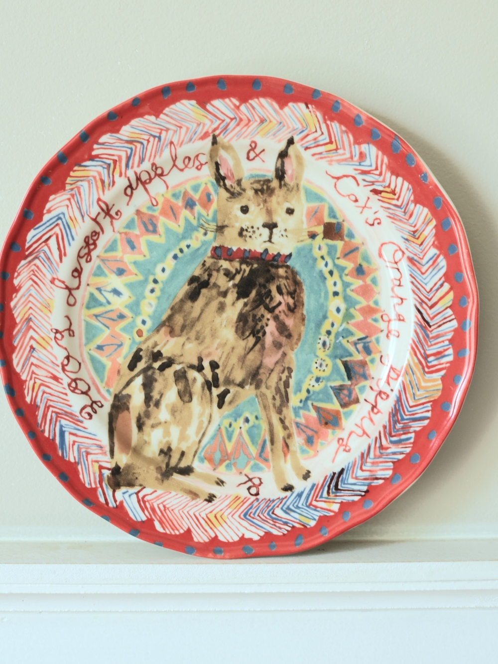 Anthropologie Cornelia O'Donovan Woodland Picnic Rabbit Dessert Plate